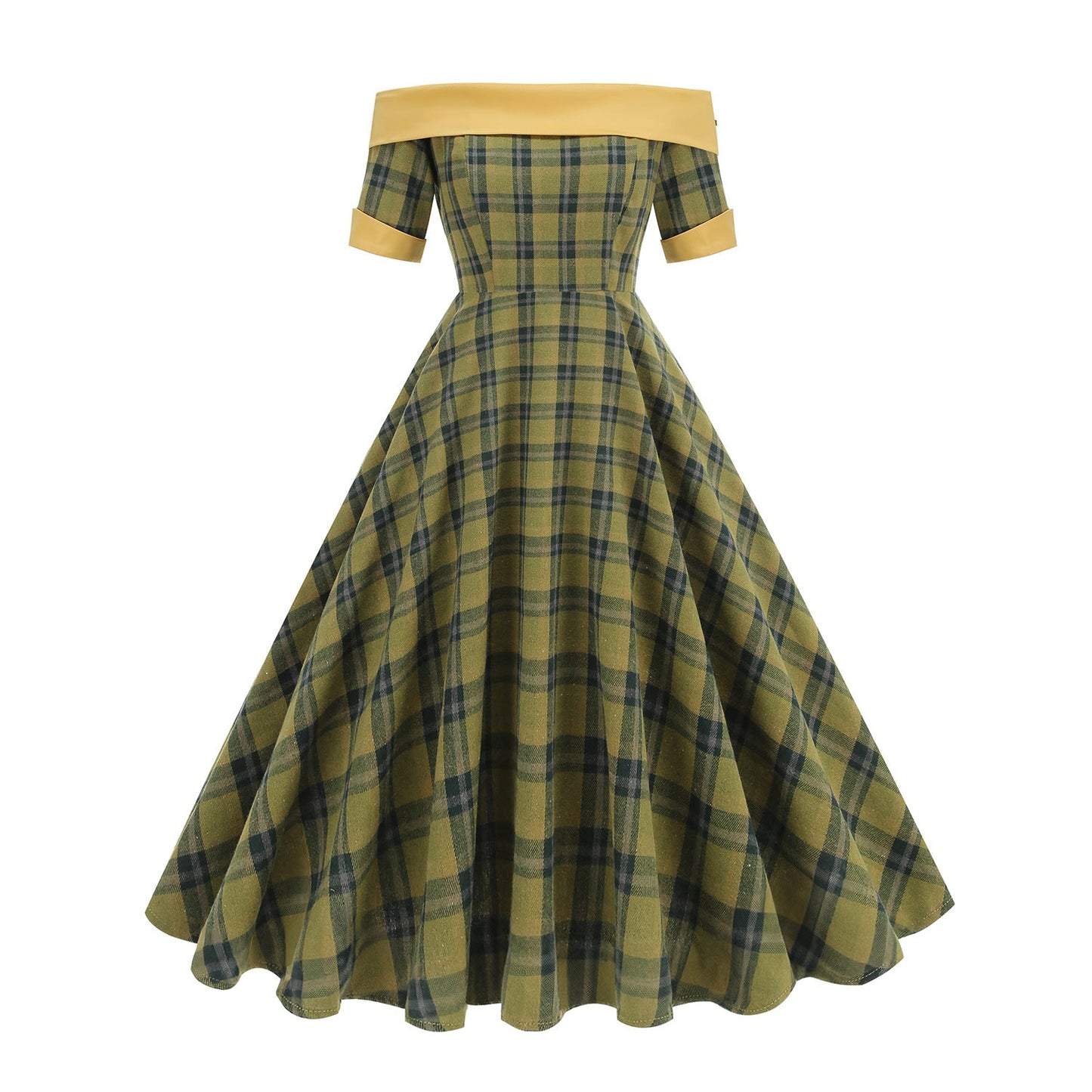 Plaid Contrast Color Sexy Mid-length Tulle Dresses