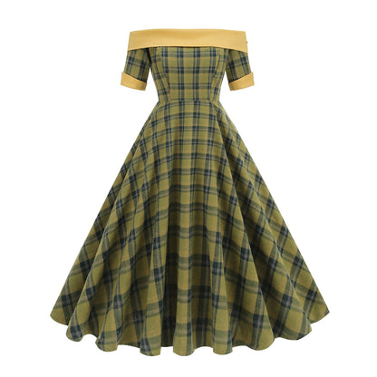 Plaid Contrast Color Sexy Mid-length Tulle Dresses