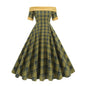 Plaid Contrast Color Sexy Mid-length Tulle Dresses