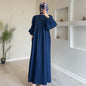 Women's Color Round Neck Lantern Sleeve Loose Dresses