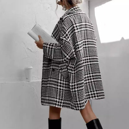 Extra Thick Band Lining Plaid Woolen Coats