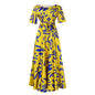 Women's Fashion Elegant Tied African Print Sleeve Dresses