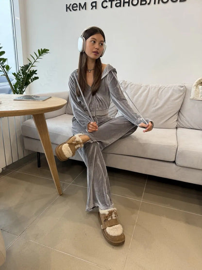 Women's Long Sleeve Hooded Trousers Fashion Casual Suits