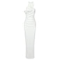 Women's Ribbon Flower Long Halter High-grade Dress Dresses