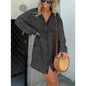 Elegant Denim Dress Washed Loose Shirt Plus Size