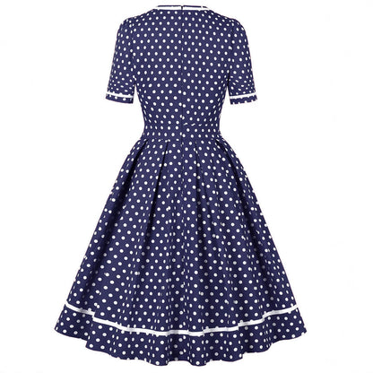 Women's Square Collar Polka Dot Temperament Slimming Large Clothing