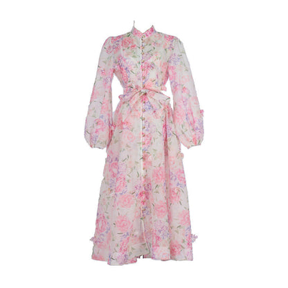 Catwalk Design Sense Hanging Flower Long Dresses