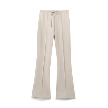 Women's American Sports Style Stitching Decorative Elastic Waist Pants