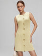 Women's Intellectual Elegant Mini Summer Buttoned Sleeveless Dresses