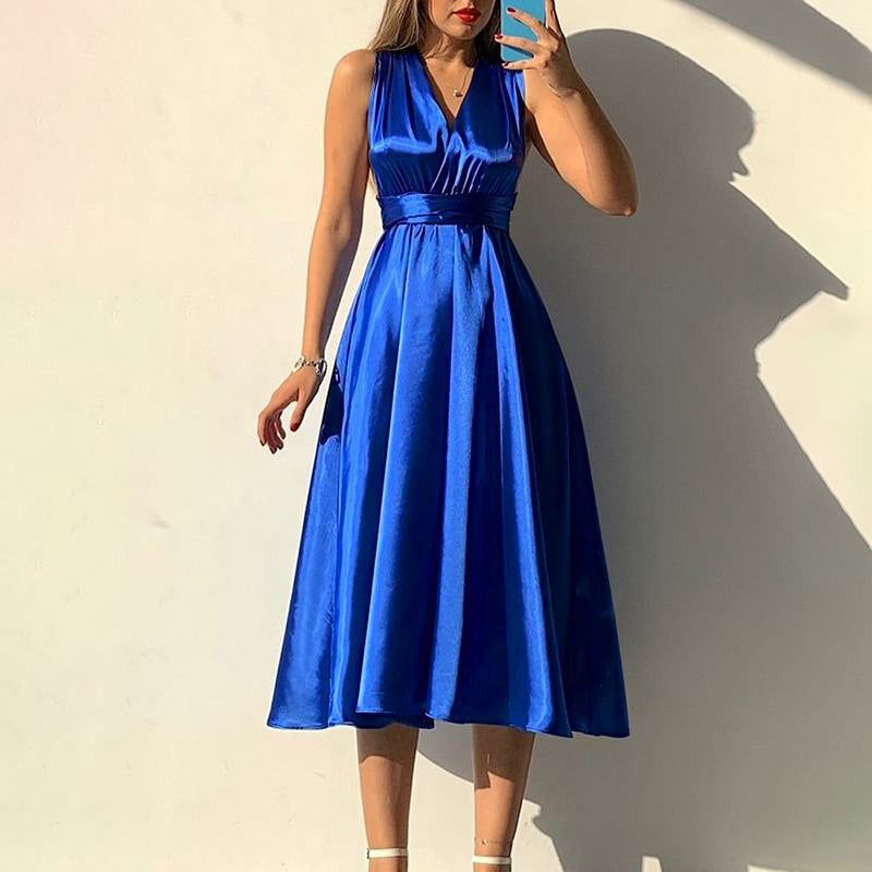Casual Solid Color Sexy Backless Dress Dresses
