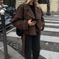 Women's Large Lapel Woolen Fashion Belt Overcoat Coats