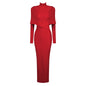 Women's High-grade Long-sleeved Red Cross Jacquard Bandage Dresses