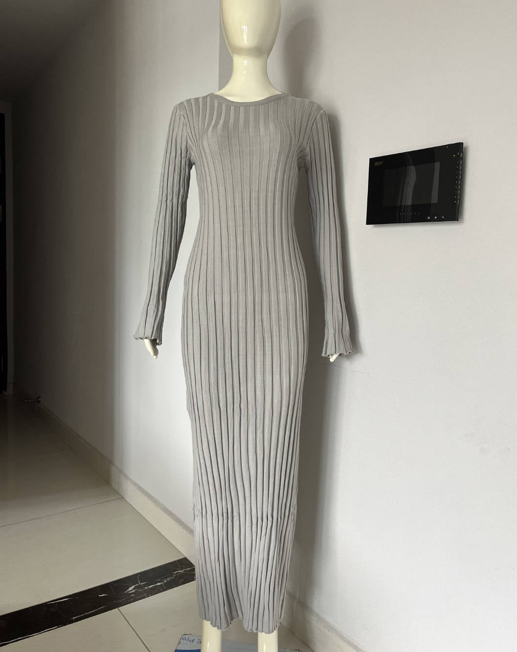 Women's Knitted Dress Casual Waist Tight Round Dresses