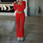 Solid Color Casual Knitted Long-sleeved Yoga Clothes Tops