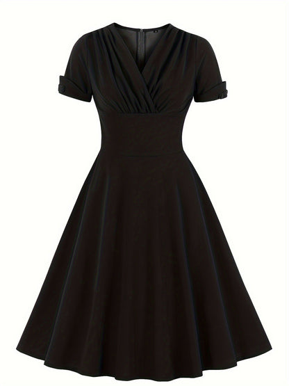 Women's Elegant Mature Waist Slimming Sleeve Retro Big Dresses