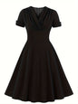 Women's Elegant Mature Waist Slimming Sleeve Retro Big Dresses