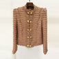 Fashion Tassel Fringe Tweed Stand Collar Coats