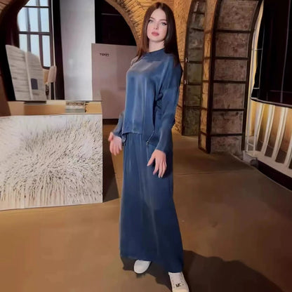 Women's Spring Set Retro Solid Color Round Suits