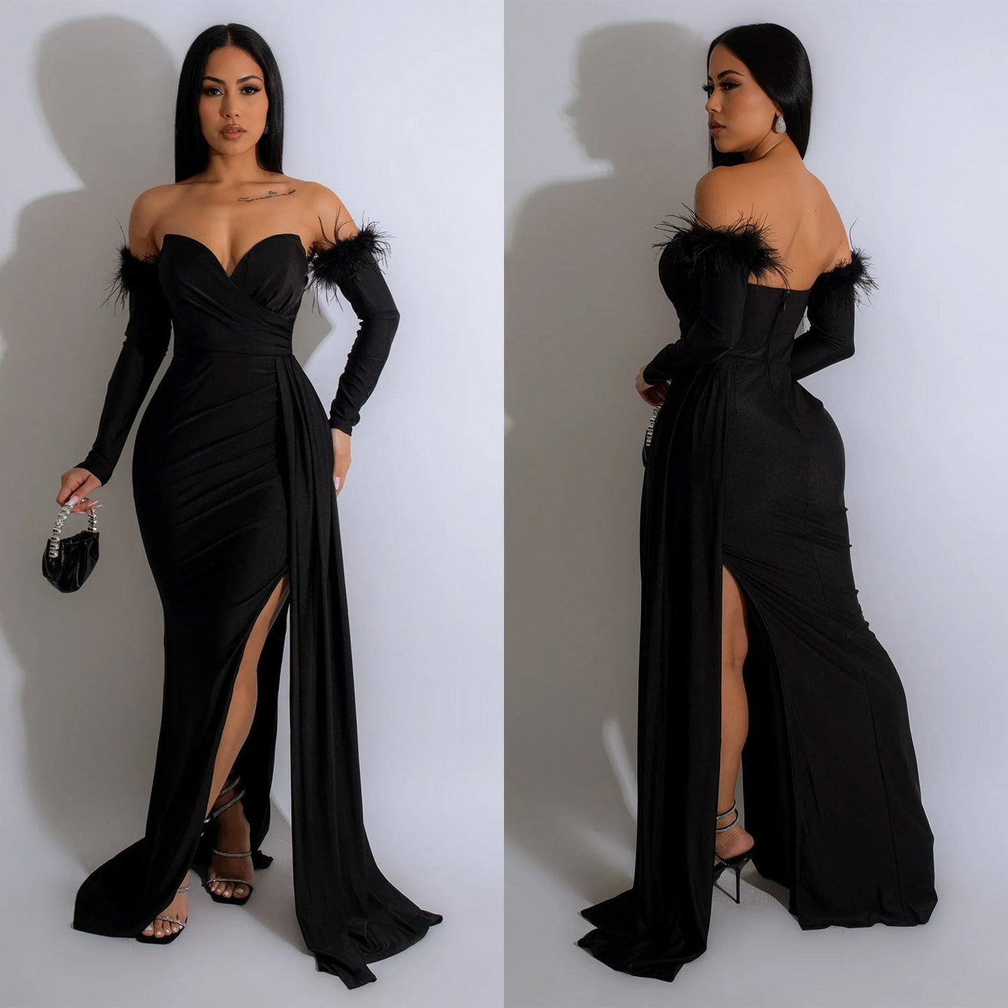 Women's Fashion Wear Solid Color Pleated Backless Dresses