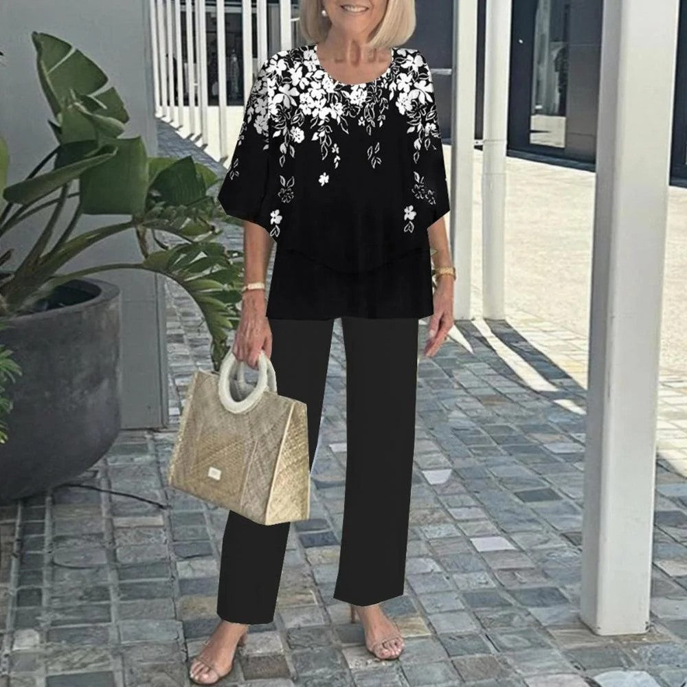 Neck Shirt With Half Sleeve Printed Floral Suits