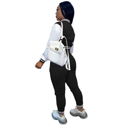 Women's Color Matching Single-breasted Stitching Long Sleeve Suits