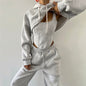 Fashion Casual Hooded Drawstring Fishbone Cinched Suits