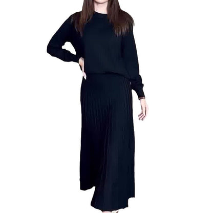 Solid Color High Waist Pleated Dress Dresses