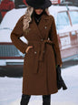 Women's Collar Woolen Double Breasted Overcoat For Coats