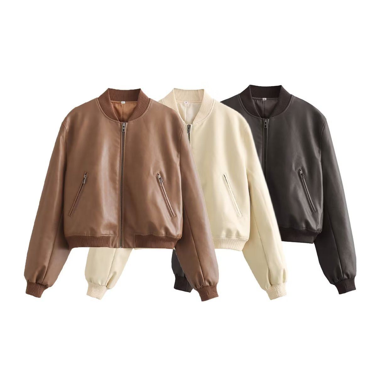 Women's Street Slim Autumn Stand Collar Motorcycle Jackets