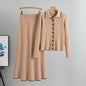 Women's Two-piece Set Knitted Collar Slim Korean Suits