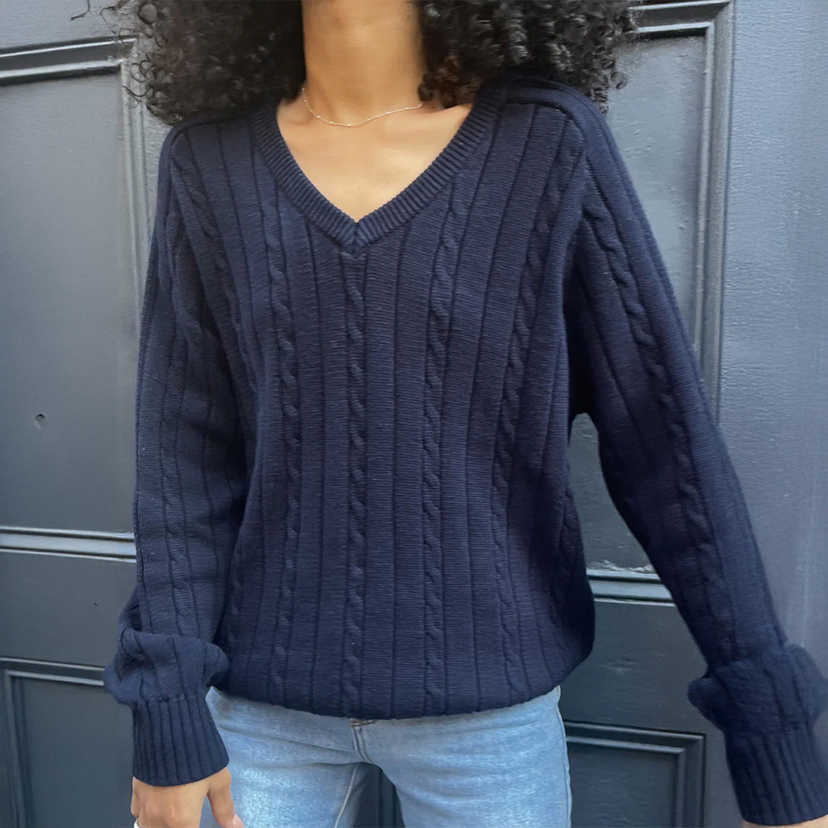 Women's Fashion Casual Solid Color Base Woolen Sweaters