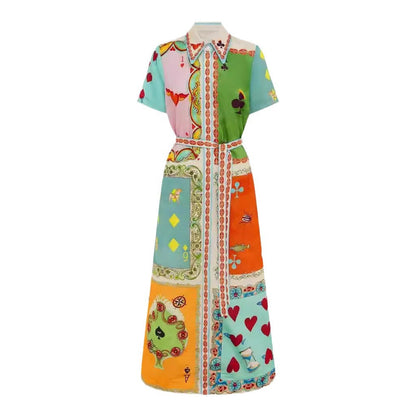 Women's Linen Short-sleeved Loose Casual Lace Up Dresses
