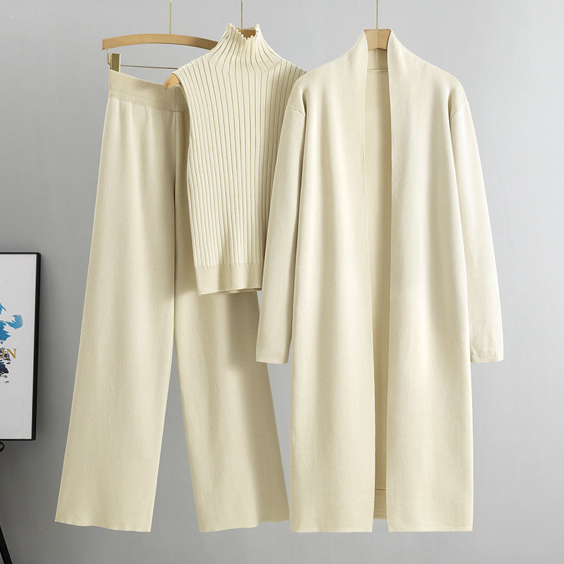 Lazy Temperament Knitting Sleeveless Three-piece Set Suits