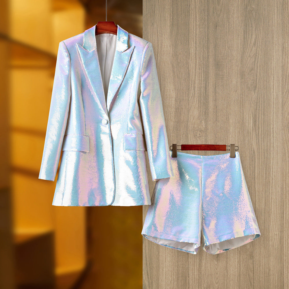 Versatile Classic Slouchy Sequins Mid-length Colorful Suits