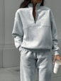 Fashion Zipper Lapel Solid Color Casual Suits