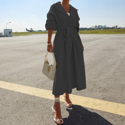 Women's Stylish Temperament Long Sleeves Solid Color Coats
