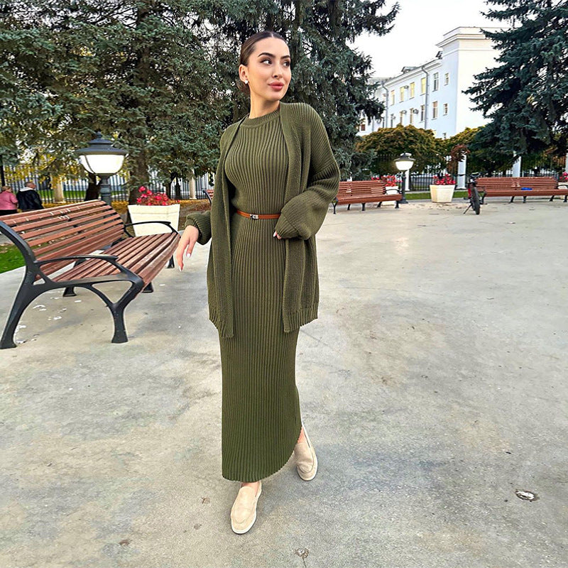 Casual Round Neck Slim Fit Idle Style Cardigans