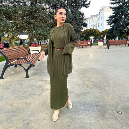 Casual Round Neck Slim Fit Idle Style Cardigans