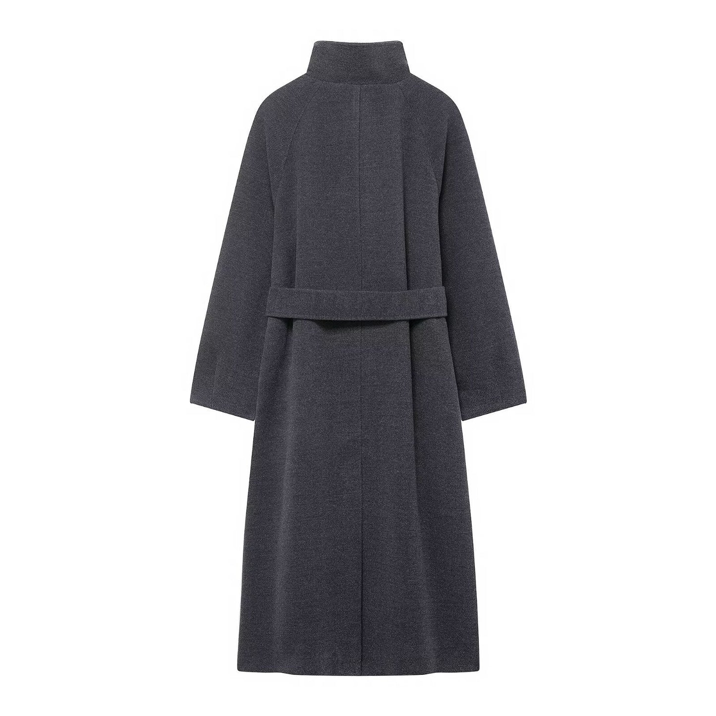 Women's Fashion Stand Collar Belt Woolen Outerwear Coats