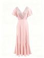Women's Style Retro Bell Sleeve Waist Dress Chiffon Large For Dresses