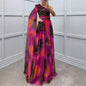 Chiffon Printed Sloping Shoulder Dress Casual Dresses