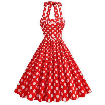Style Polka Dots Retro Temperament Lace Dresses