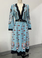 Printed Hollow Backless Dress Long Lantern Dresses