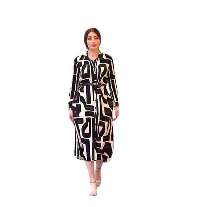 Autumn Long Sleeve Printed Shirt Collar Dresses