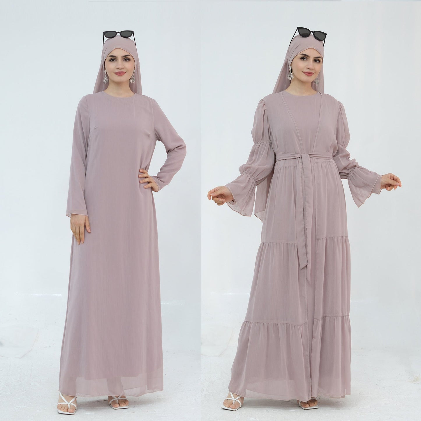 Turkey Encounter Elegant Chiffon Wrinkle Two-piece Dresses
