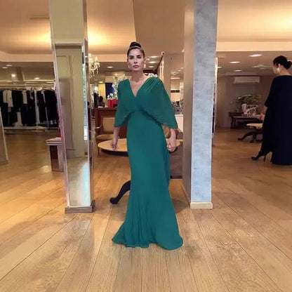 Solid Color Batwing Sleeve High Waist Dresses