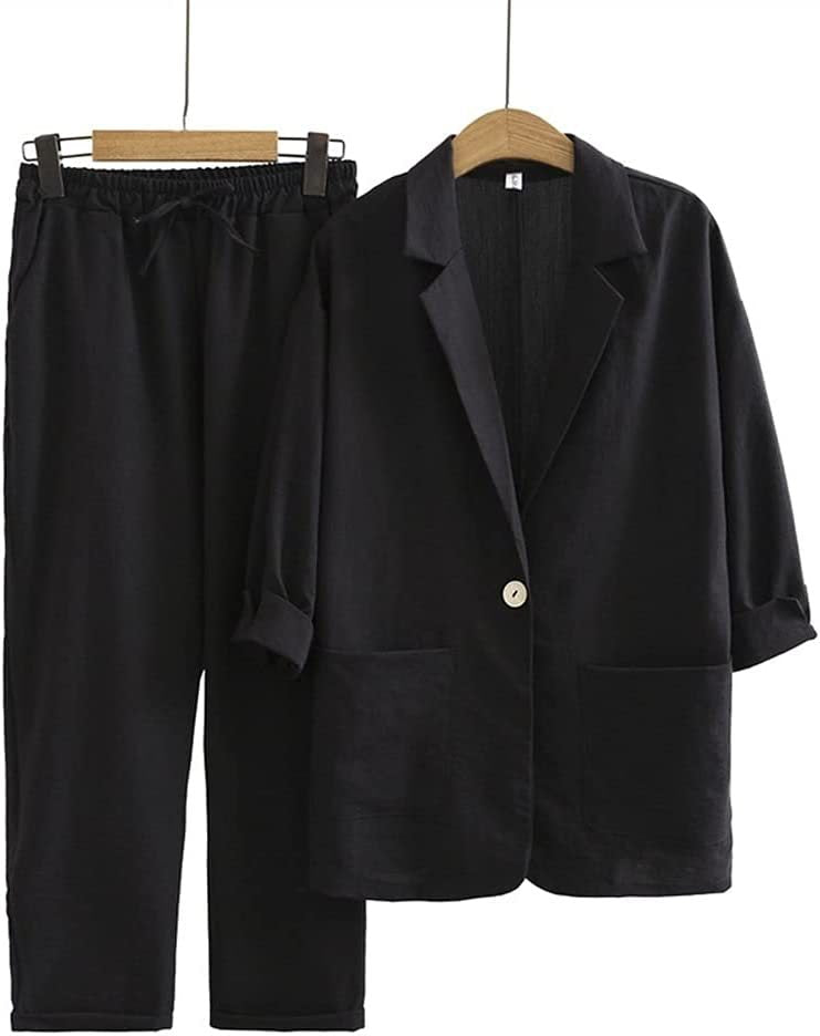 Women's Cotton Linen Autumn Loose Fashion Casual Suits