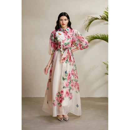 Style Temperament Dress Female Summer Three-dimensional Flower Lantern Dresses