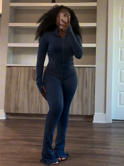 Women's Sports Leisure Sexy Tight Long-sleeved Horn Suits