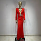 Elegant Long Sleeve Deep V Drill Dresses